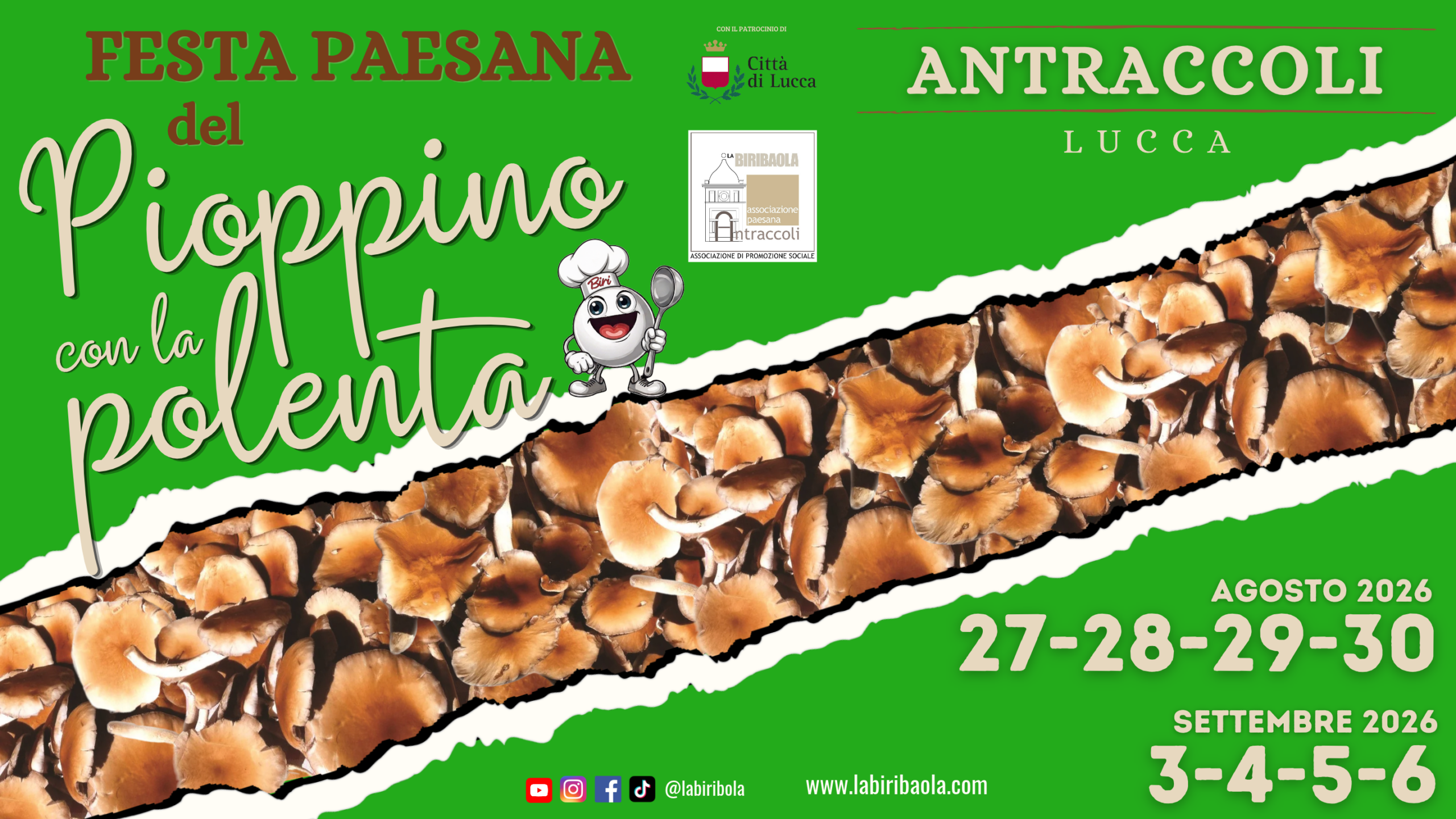 Pioppino con polenta, Festa paesana, antraccoli, 2026, lucca, La Biribaola